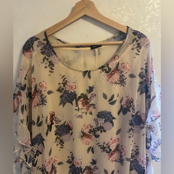 Cream Floral Sheer Blouse - Picture 3 of 6
